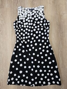 American Living Black and White Polka Dot Sleeveless Midi Dress